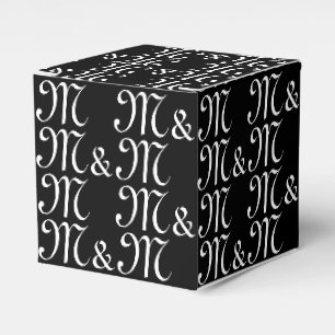 Customise w couple's Initials monogram black gift Favour Box