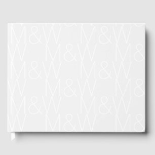 Customise w couple's Initials monogram eggshell Guest Book