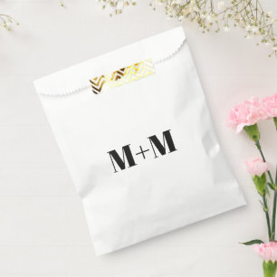 Customise w/Initial black Letter Number white Favour Bags