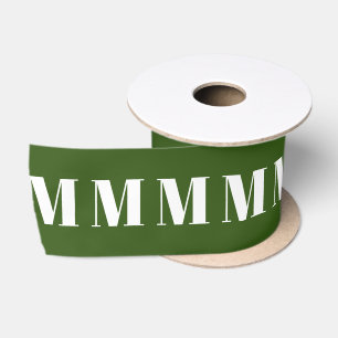Customise w Initial letter Green White Christmas Satin Ribbon