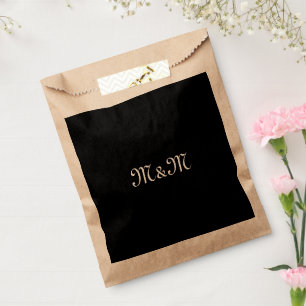Customise w/Initial White Letter Number Black Favour Bags
