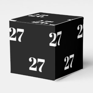 Customise w/Initial White Letter Number black gift Favour Box