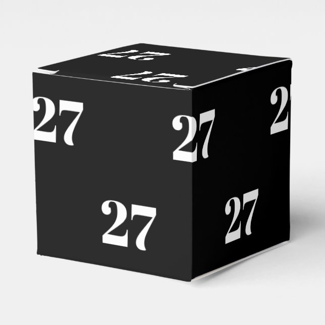 Customise w/Initial White Letter Number black gift Favour Box (Front Side)