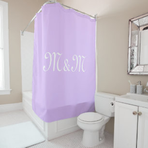 Customise w/Initial White Letter Number lavender Shower Curtain