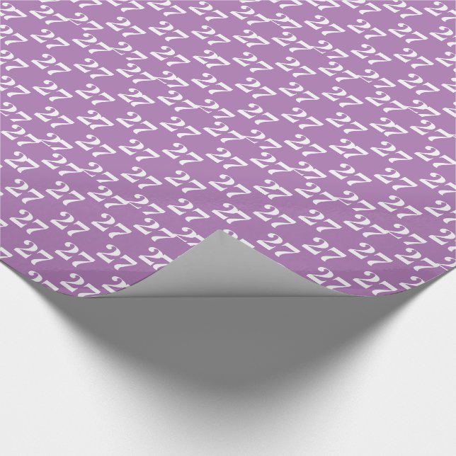 Customise w/Initial, White Letter, Number lavender Wrapping Paper (Corner)
