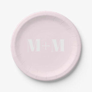 Customise w/Initial White Letter Number light pink Paper Plate