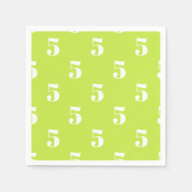 Customise w/Initial White Letter Number lime green Napkin (Front)