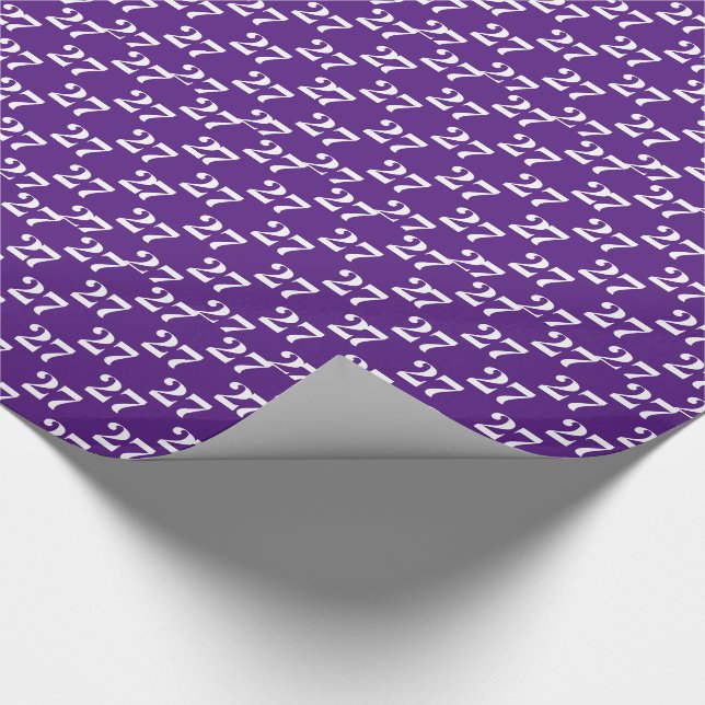 Customise w/Initial, White Letter, Number purple Wrapping Paper (Corner)