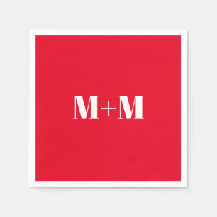 Customise w/Initial White Letter Number red paper Napkin