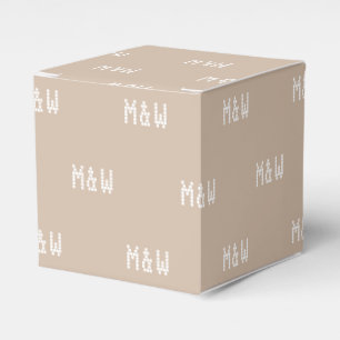 Customise w/Initial White monogram beige gift Favour Box