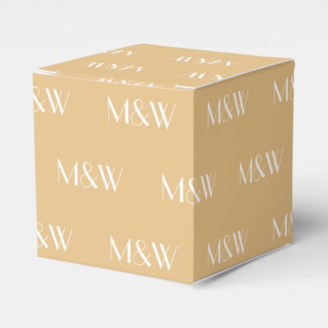 Customise w/Initial White monogram camel gift Favour Box (Front Side)