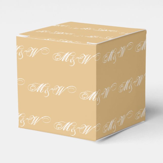 Customise w/Initial White monogram camel gift Favour Box (Front Side)