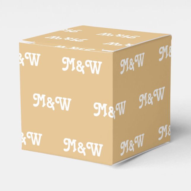 Customise w/Initial White monogram camel gift Favour Box (Front Side)