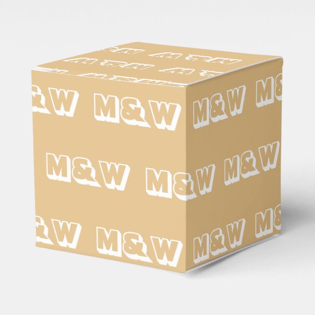 Customise w/Initial White monogram camel gift Favour Box (Front Side)