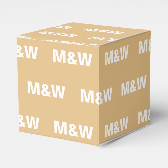 Customise w/Initial White monogram camel gift Favour Box (Front Side)