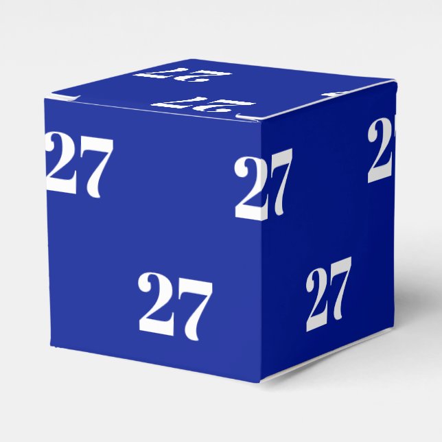 Customise w/Initial, White Number cobalt blue gift Favour Box (Front Side)