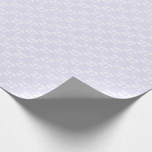 Customise w/Initial White Number light lilac Wrapping Paper (Corner)