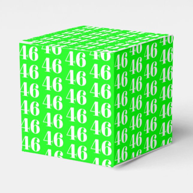 Customise w/Initial, White Number neon green gift Favour Box (Front Side)