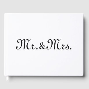 Customise w/Initials couple's monogram black white Guest Book