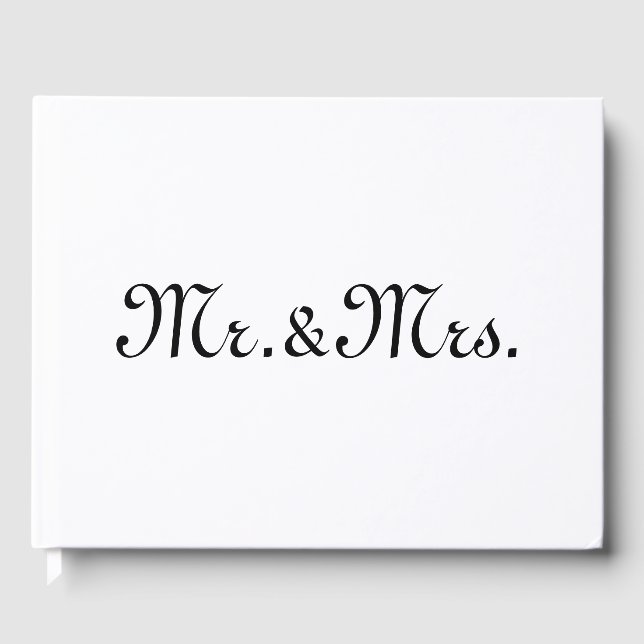 Customise w/Initials couple's monogram black white Guest Book (Front)