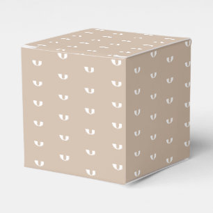 Customise w/number, initial beige tan white gift favour box