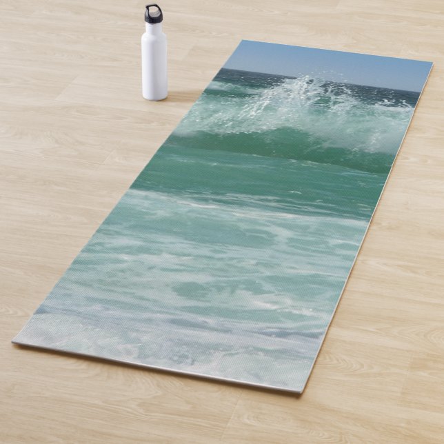 Customise Waves Beach Seaside Sea Fitness Template Yoga Mat (In Situ)