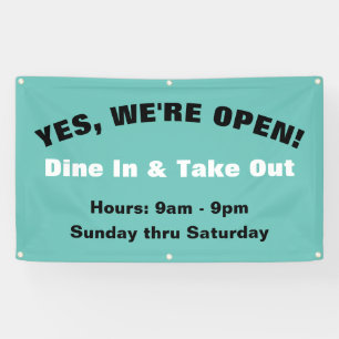 Customise We're Open Dine In & Take Out Banner