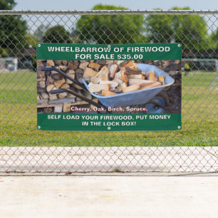 Customise Wheelbarrow of Firewood For Sale Rustic Banner