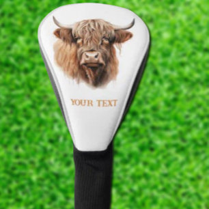 Customise White HIGHLANDER COW Golf Head Cover