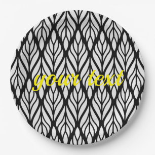 Customise White Leaf Pattern Paper Plate
