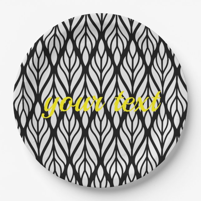Customise White Leaf Pattern Paper Plate (Front)