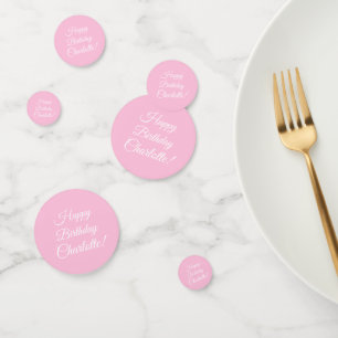 Customise with name, Happy Birthday, light pink Confetti