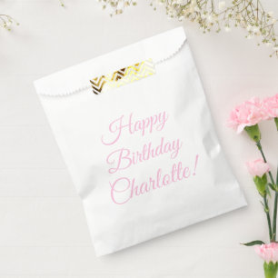 Customise with name, Happy Birthday, light pink Favour Bags