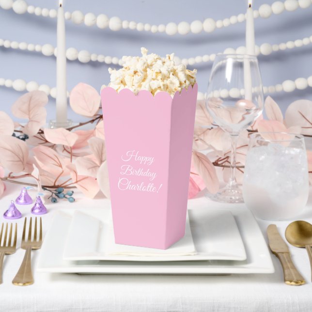 Customise with name, Happy Birthday, light pink Favour Box (Wedding)