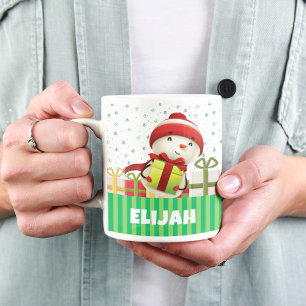Customise with Name Snowman Colourful Christmas Coffee Mug