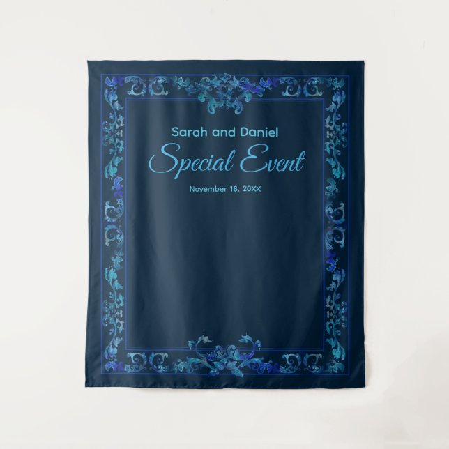 Customise with Name Special Event Blue Baroque Tapestry (Front)