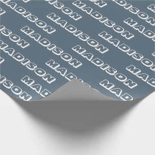 Customise with Name, Text, Birthday Gift grey blue Wrapping Paper