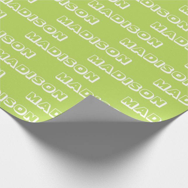 Customise with Name, Text Birthday Gift lime green Wrapping Paper (Corner)