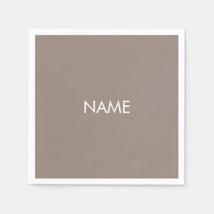 Customise with name, text minimalist beige greige napkin