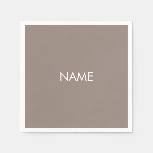Customise with name, text minimalist beige greige napkin (Front)