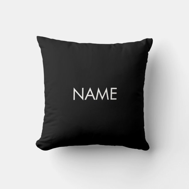 Customise with name, text minimalist black white cushion (Front)