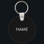 Customise with name, text minimalist black white key ring<br><div class="desc">Customise with name,  text minimalist black white keychain</div>