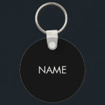 Customise with name, text minimalist black white key ring<br><div class="desc">Customise with name,  text minimalist black white keychain</div>