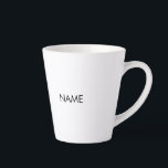 Customise with name, text minimalist black white latte mug<br><div class="desc">Customise with name,  text minimalist black white Latte Mug</div>