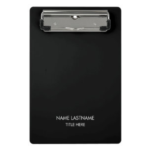 Customise with name, text minimalist black white mini clipboard