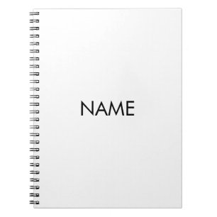 Customise with name, text minimalist black white notebook