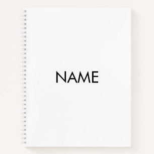 Customise with name, text minimalist black white notebook