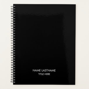 Customise with name, text minimalist black white planner