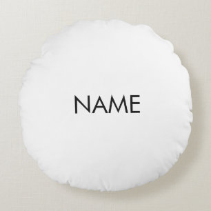 Customise with name, text minimalist black white round cushion