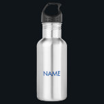 Customise with name, text minimalist blue 532 ml water bottle<br><div class="desc">Customise with name,  text minimalist blue stainless steel water bottle</div>